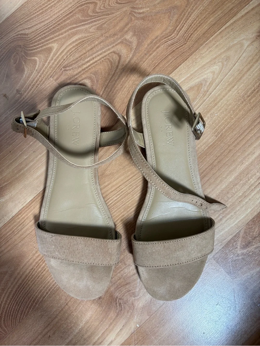 J. Crew Beige Suede Ankle-Strap Sandals